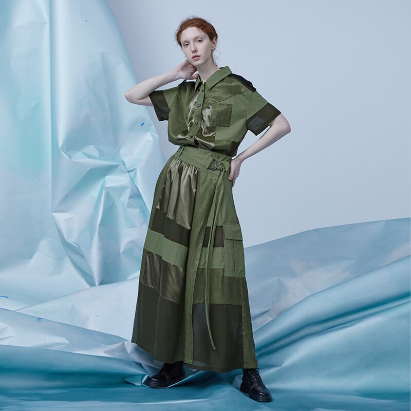 2020 Summder NEW COLLECTION army green patchwork