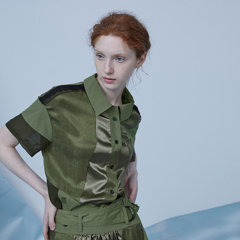 2020 Summder NEW COLLECTION army green patchwork