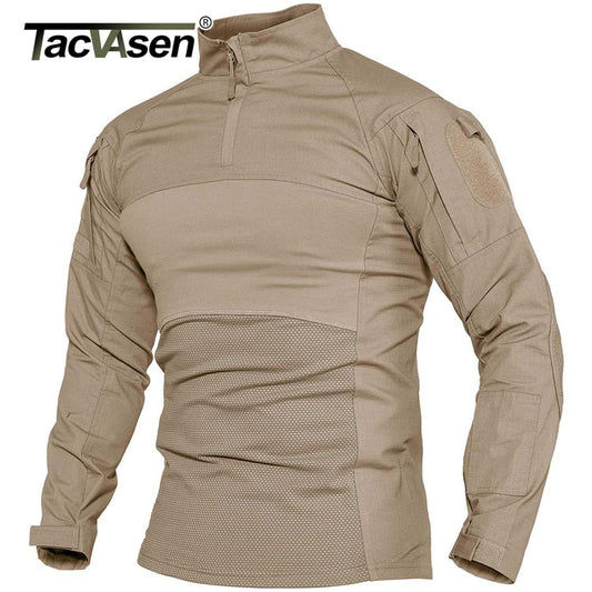 TACVASEN Mens Military Combat Shirts 1/4 Zip Long Sleeve