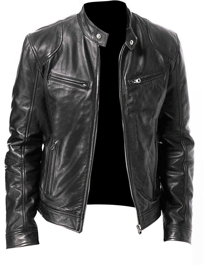 Men's PU leather zipper jacket