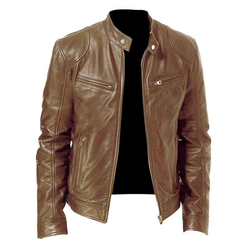 Men's PU leather zipper jacket