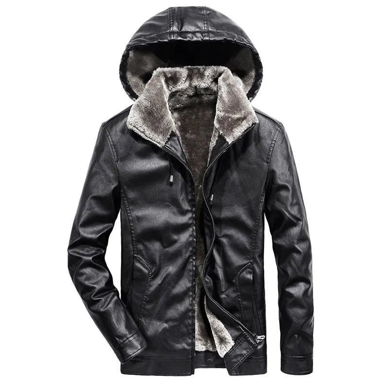 Brand Winter Leather Jacket Men Faux Thick