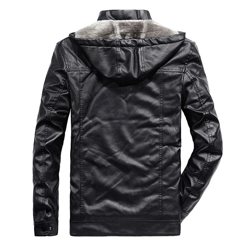 Brand Winter Leather Jacket Men Faux Thick