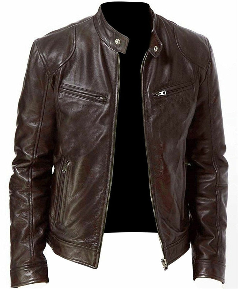 Men's PU leather zipper jacket