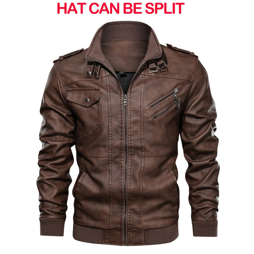 KB New Men's Leather Jackets Autumn Casual Motorcycle