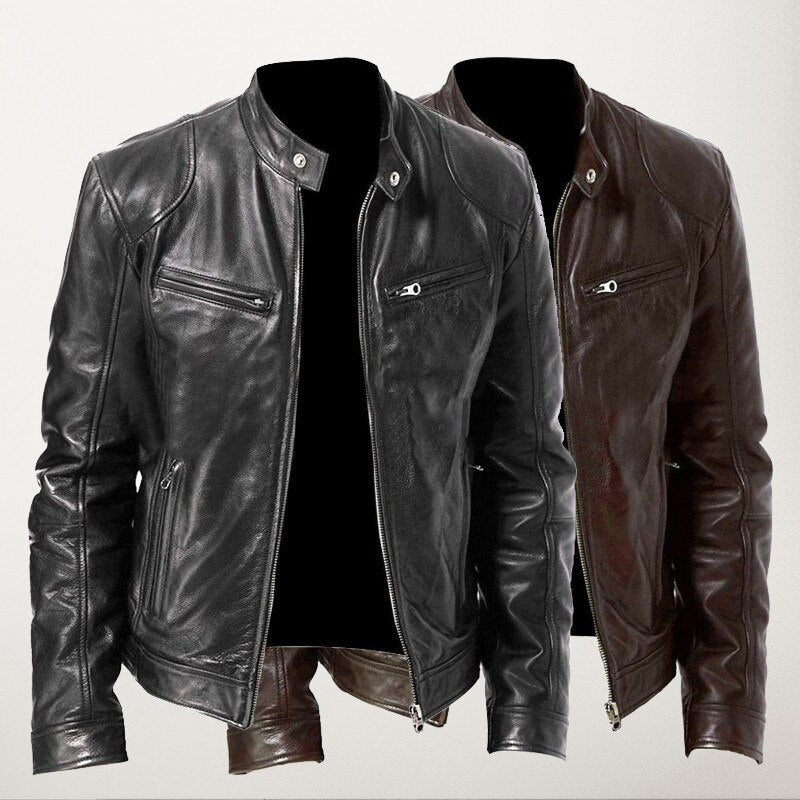 Men's PU leather zipper jacket