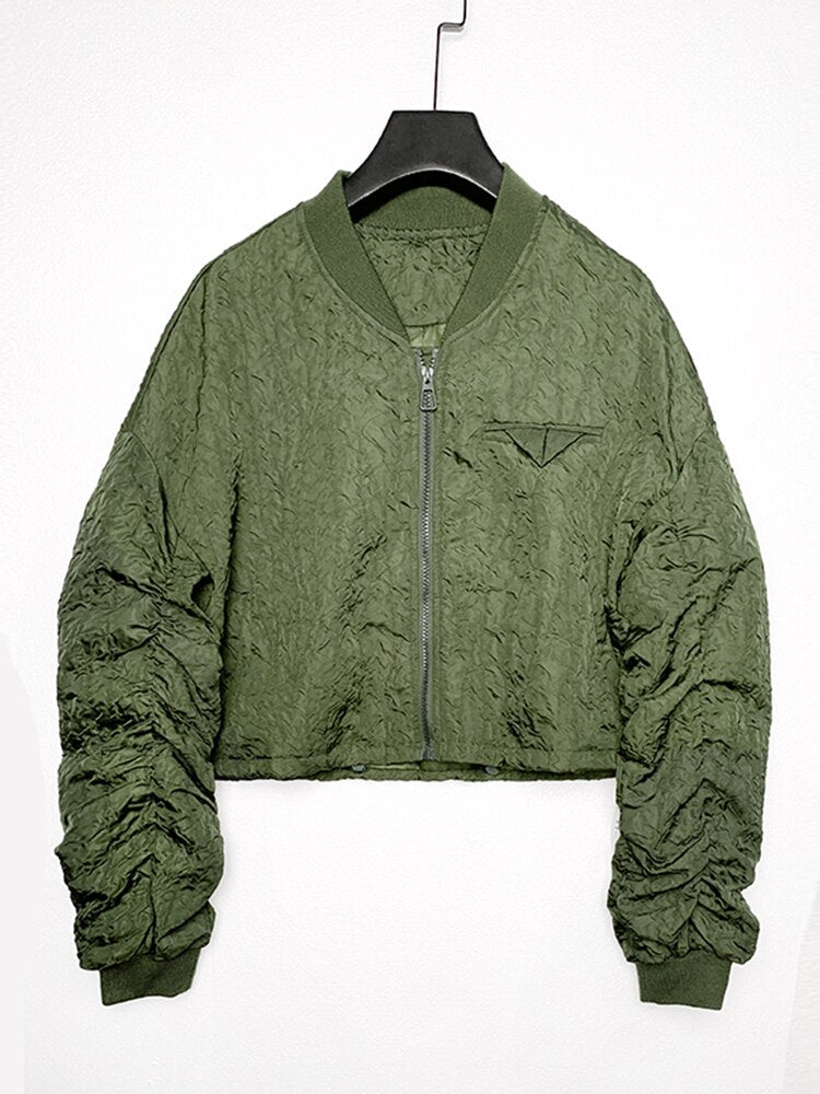 Loose Army Green Short Coat